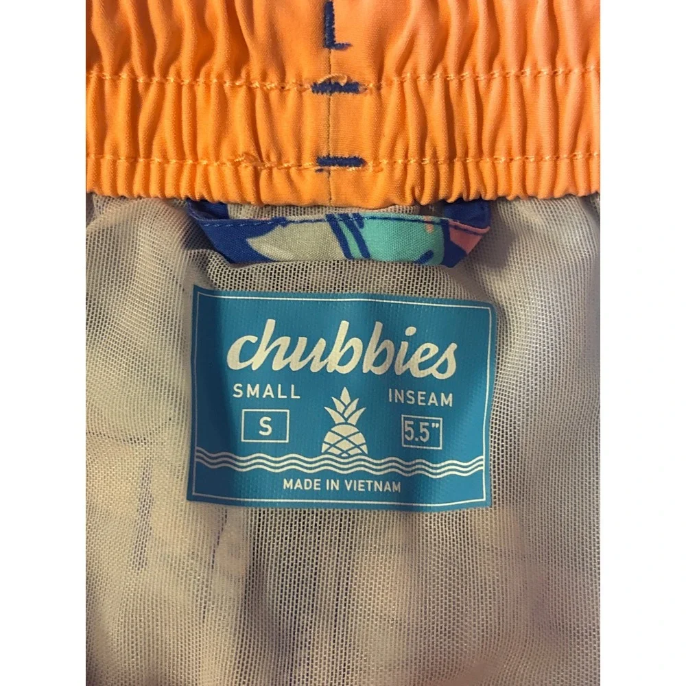 Chubbies Swim Trunks Mens Small Blue Shark Graphic 5.5 Inseam Shorts